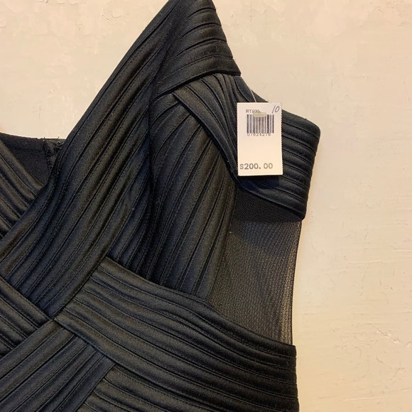 JS Collections Black Sheer Crisscross Cocktail Dress Size 10 - Picture 4 of 7